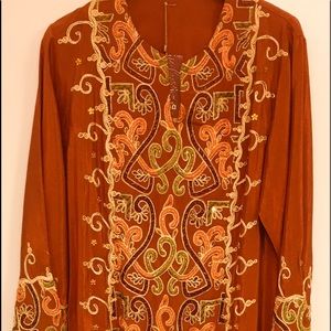 Elegant Arabic Dress w/Gold Designs & Beads